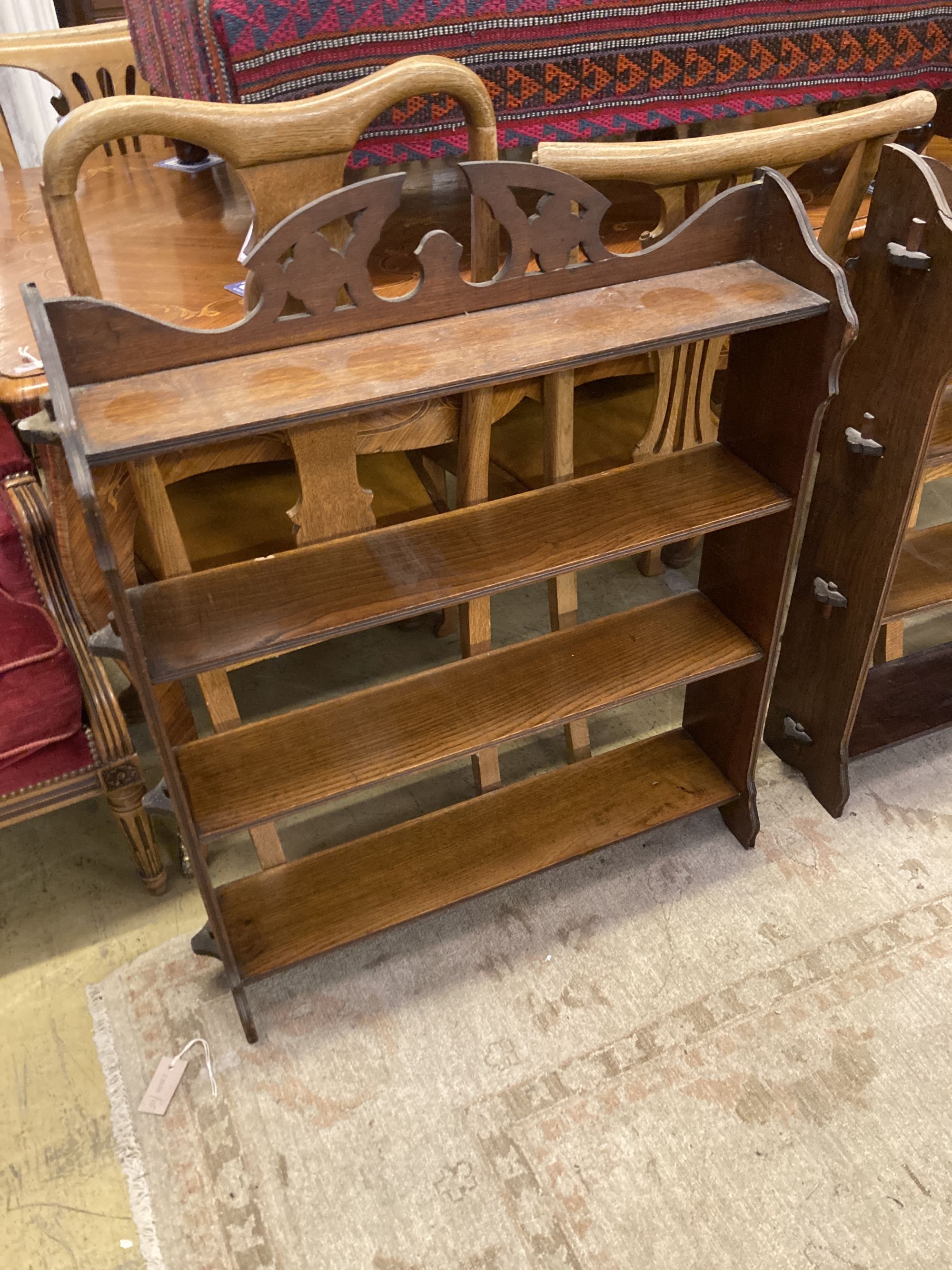 A pair of late Victorian wall brackets, length 78cm, depth 20cm, height 96cm